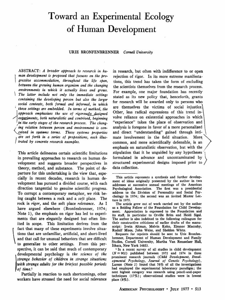 Bronfenbrenner 1977 | PDF | Scientific Method | Experiment