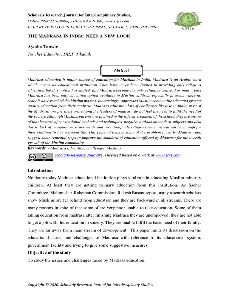 The Madrasa in India: Need A New Look | PDF | Information And ...
