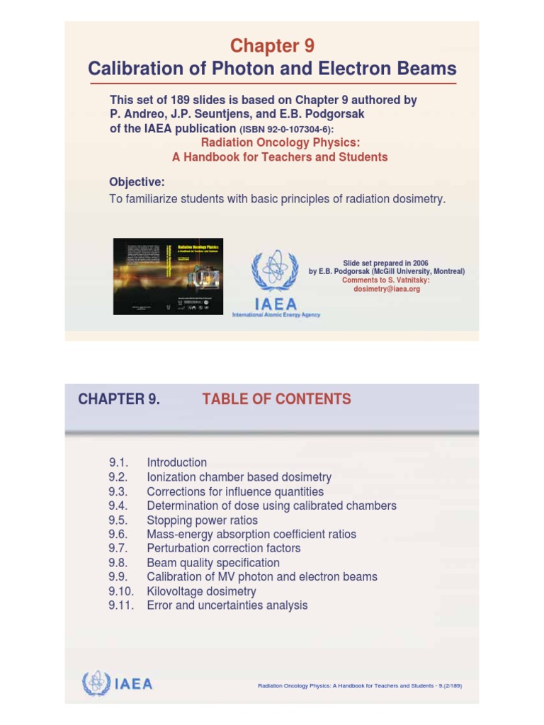 Chapter 09 Calibration of Radiotherapy Beams PDF | PDF | Dosimetry ...