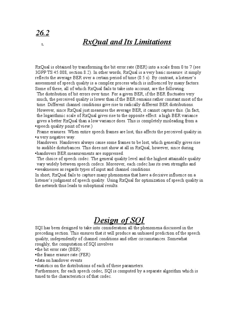 RxQual Limitations and SQI Design | PDF | Variance | Statistics