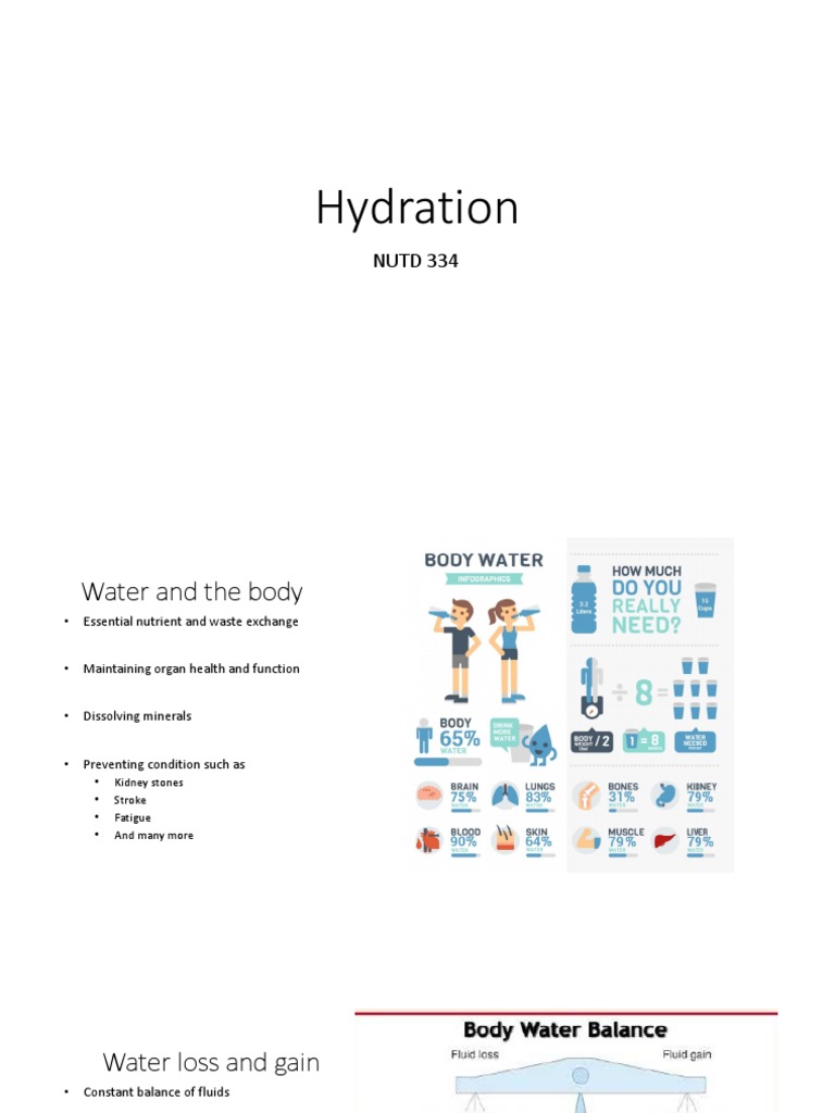 Hydration: NUTD 334 | PDF | Dehydration | Water