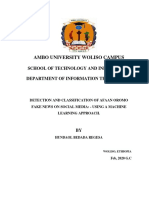 Detection and Classification of Afaan Oromo Fake News On Social Media: - Using A Machine Learning Approach.