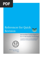 Referencer For Quick Revision: Intermediate Course Paper-7 Sec-A: Information Technology