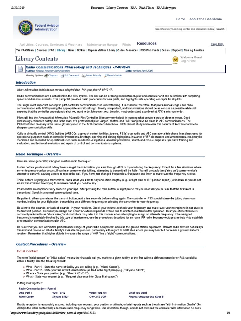Radio Communications Phraseology and Techniques P874047 PDF Air