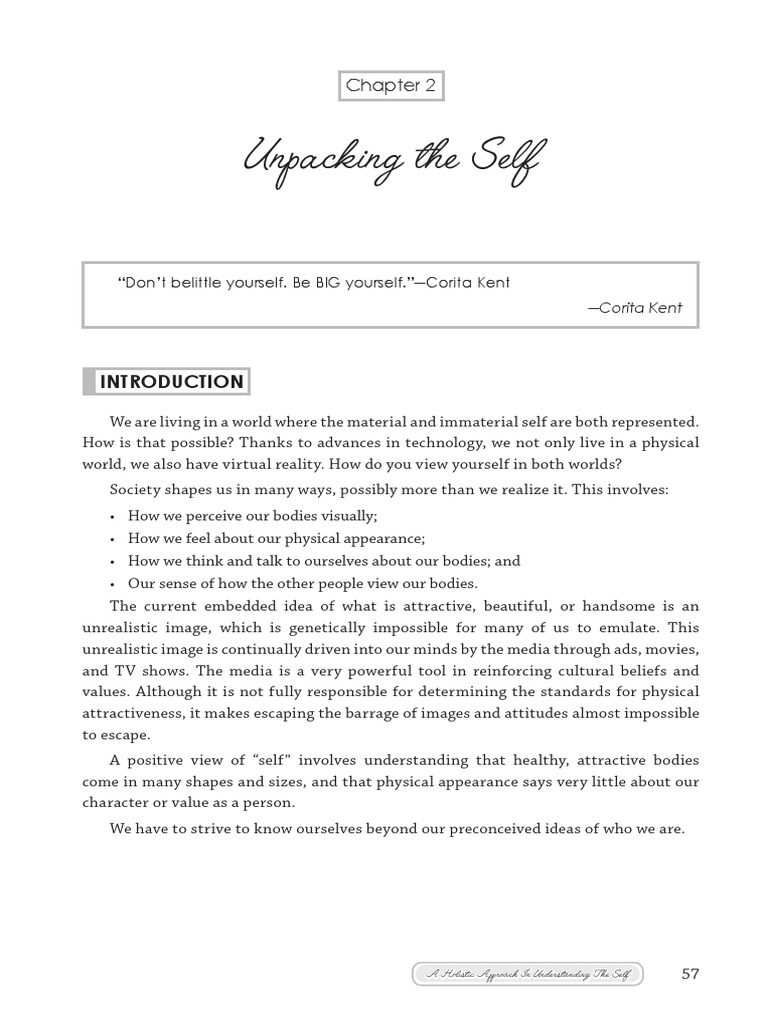 Unpacking the Self: A Holistic View | PDF | Body Image | Self Esteem
