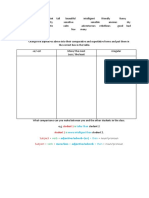 Comparative Adjective Sorting Table