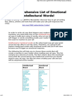 List of Emotional Vs Intellectual Words