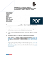 Carta de adhesión al código de conducta contra la explotación sexual infantil