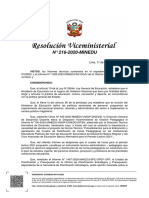 RVM. 216-2020-MINEDU_Procedimientos para la elaboración y aprobación del cuadro de distribución de Horas Pedagógicas en las IIEE públicas se educación secundaria de EBR y EBA para el año 2021