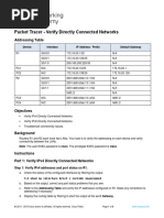 Packet Tracer - Verify Directly Connected Networks: Addressing Table