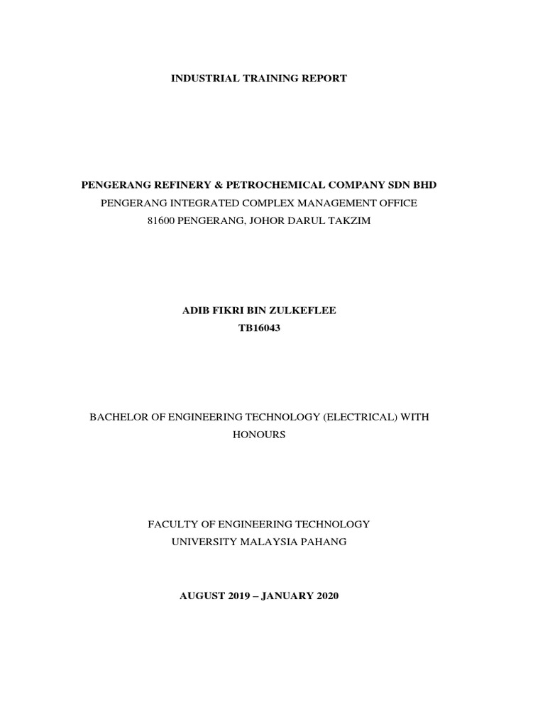 Gaining Valuable Insights An Industrial Training Report on Electrical Maintenance and Planning