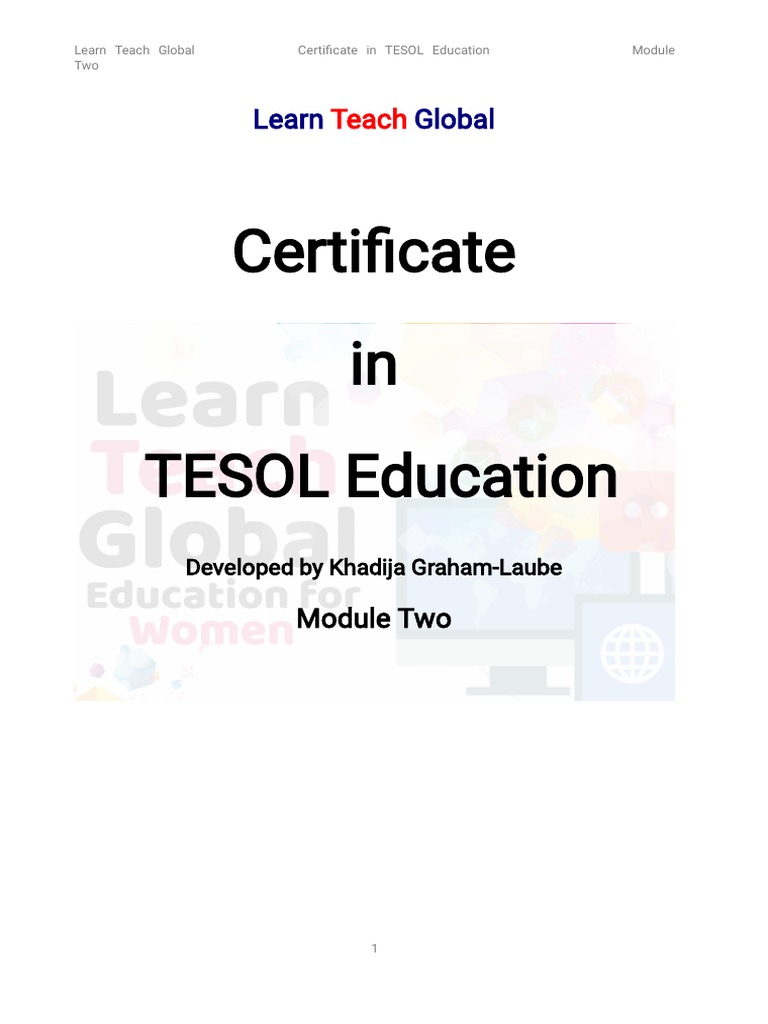 TESOL Education Module Two Overview | PDF | English As A Second Or ...