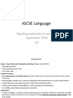 IGCSE Language: Teaching Materials To Use From September 2016 JLS