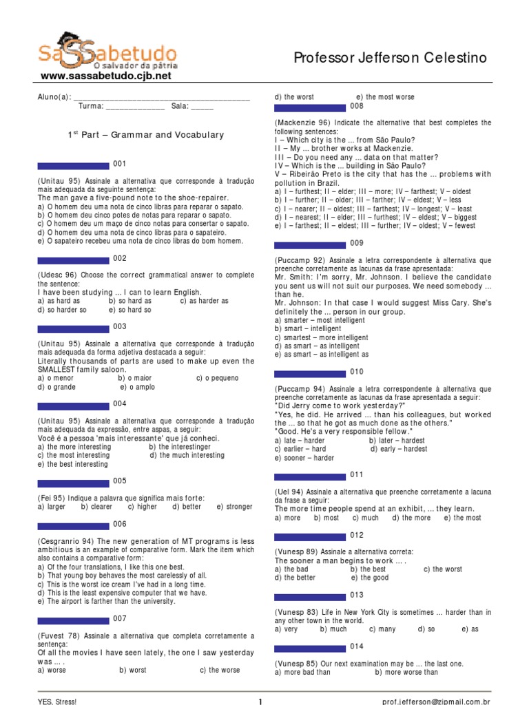 Apostila De Ingles 500 Questoes De Ingles