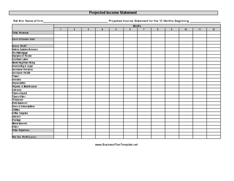 12-Month Projected Income Statement | PDF
