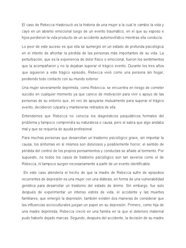 Rebecca Hasbrouck PDF Depresión (estado de ánimo) Trauma psicólogico