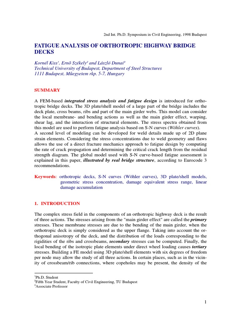 Fatigue Analysis of Highway Bridge Decks | PDF | Fatigue (Material ...
