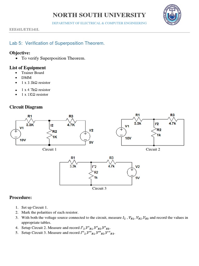 Superposition Theorem Lab Guide | PDF | Science & Mathematics