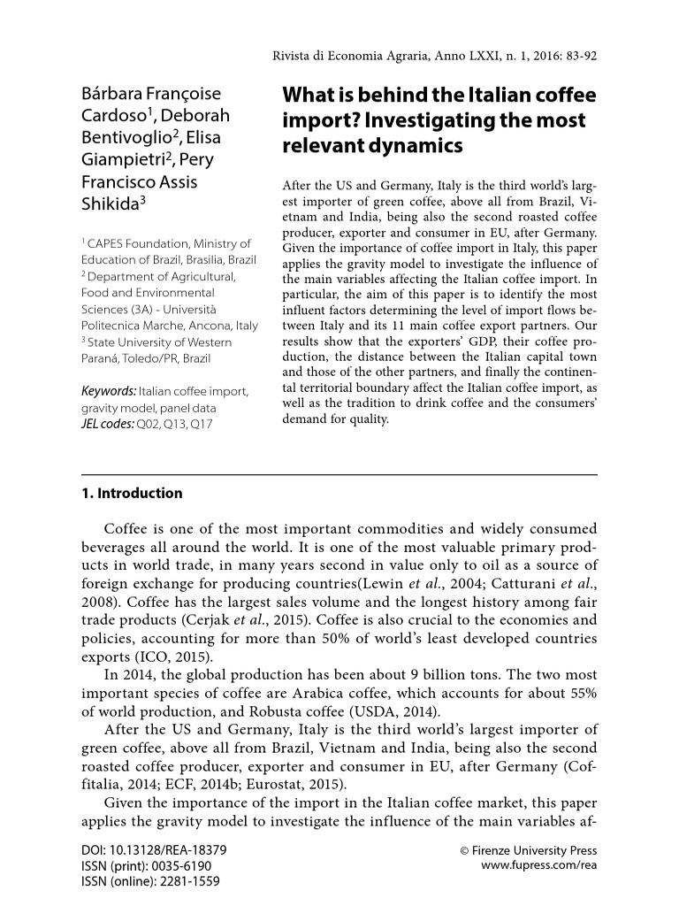 What Is Behind The Italian Coffee Import Investigating The Most