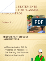 Financial Statements: The Bases For Planning and Control: Lecture # 3