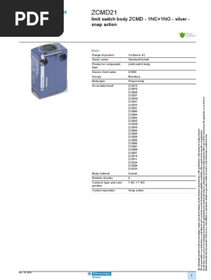 ZCMD21: Product Data Sheet | PDF | Switch | Fuse (Electrical)