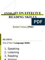 Insight On Effecive Reading Skills: Rotimi Taiwo