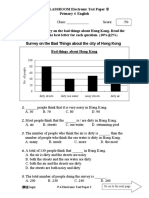 MY CLASSROOM Electronic Test Paper Primary 4 English: Bad Things About Hong Kong