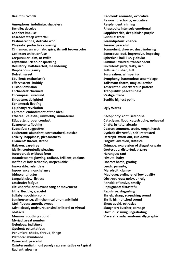 Beautiful Words | PDF | Nature