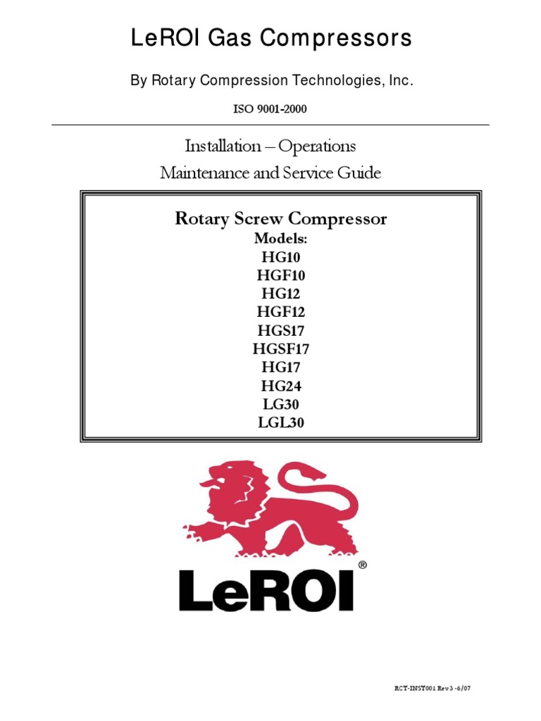 LeROI Gas Compressor Manual Guide | PDF | Valve | Pump