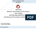 ARCH303 Behavior and Analysis of Structures-I Term Project Nature and Architecture (Architectural Innovations Inspired by Nature)