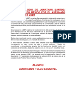 Crimen de Odio de Jonathan Santos Alumno Lenin Eddy Tello Esquivel