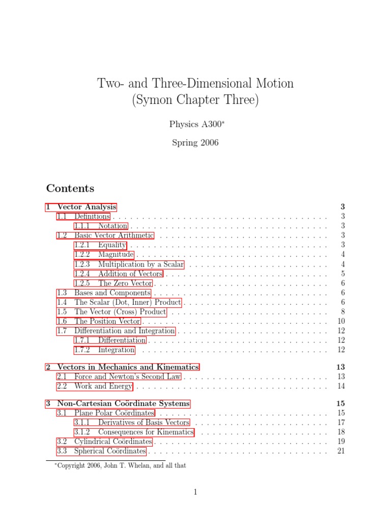 Two-And Three-Dimensional Motion (Symon Chapter Three) : Physics A300 ...