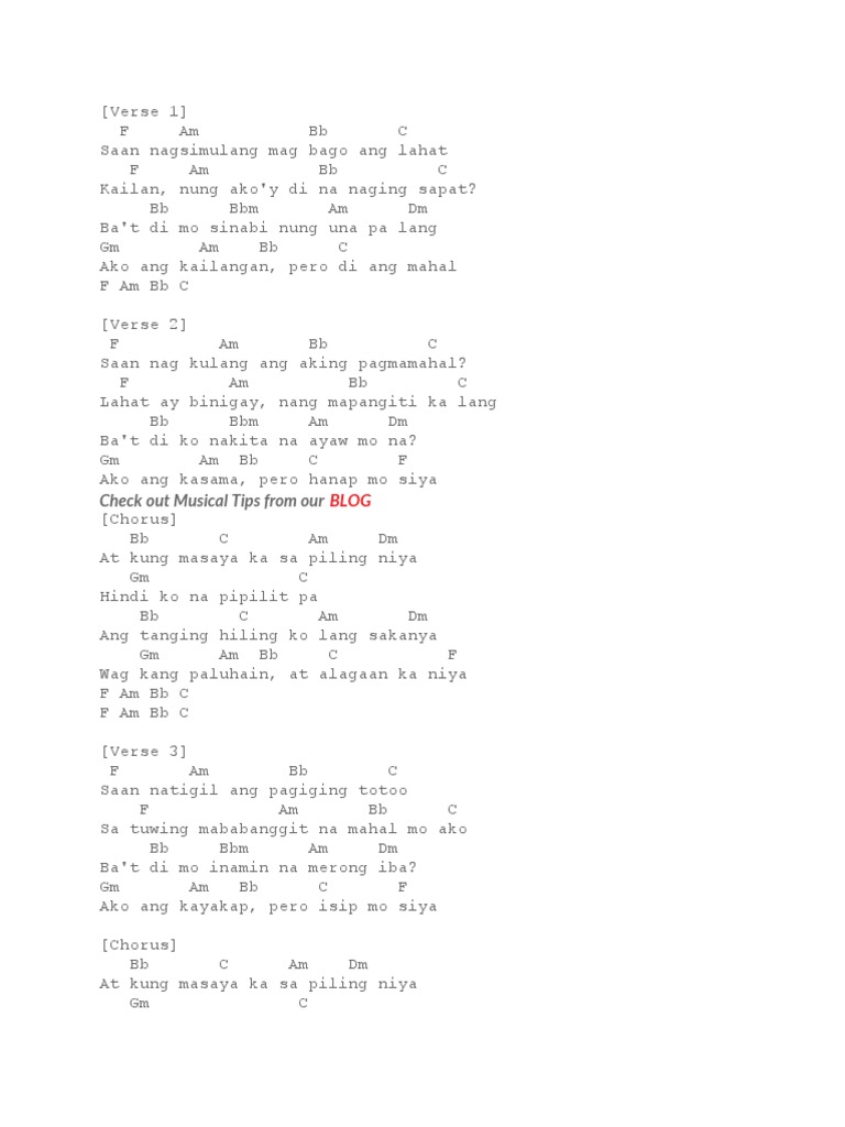 Paubaya Chords PDF
