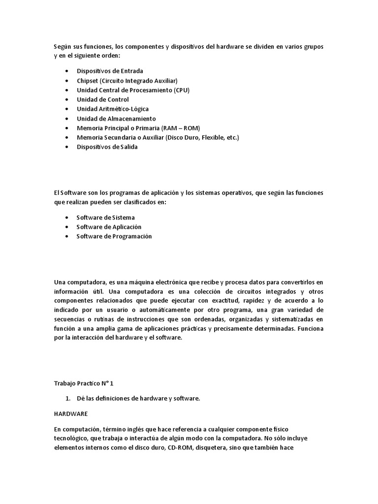Trabajo Practico N1 | PDF | Periférico | Hardware de la computadora