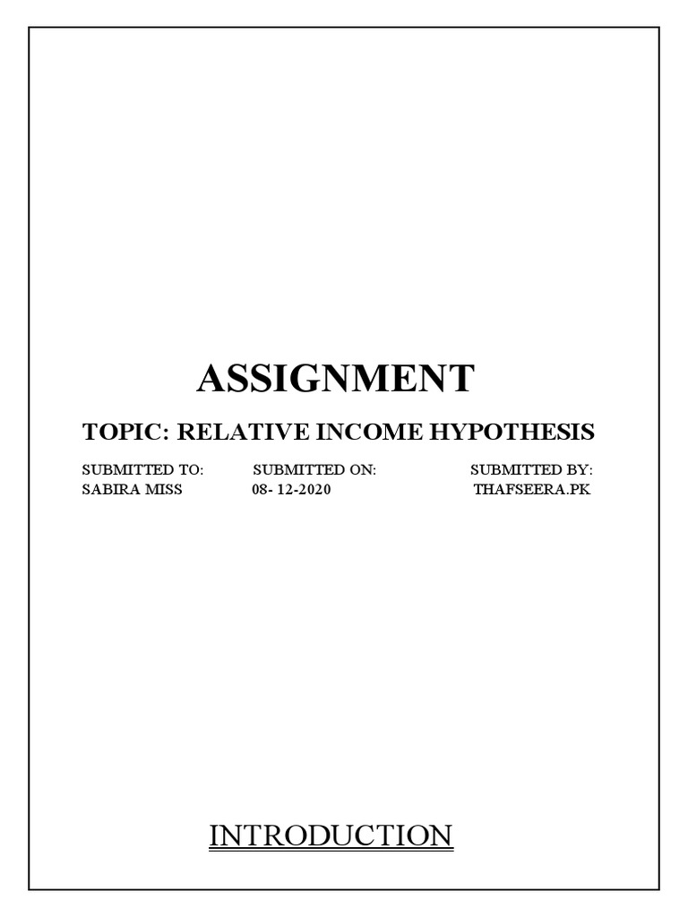 Understanding Relative Income Hypothesis | PDF | Consumption (Economics ...