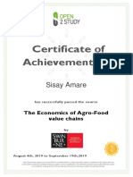 Certificate of Achievement: Sisay Amare