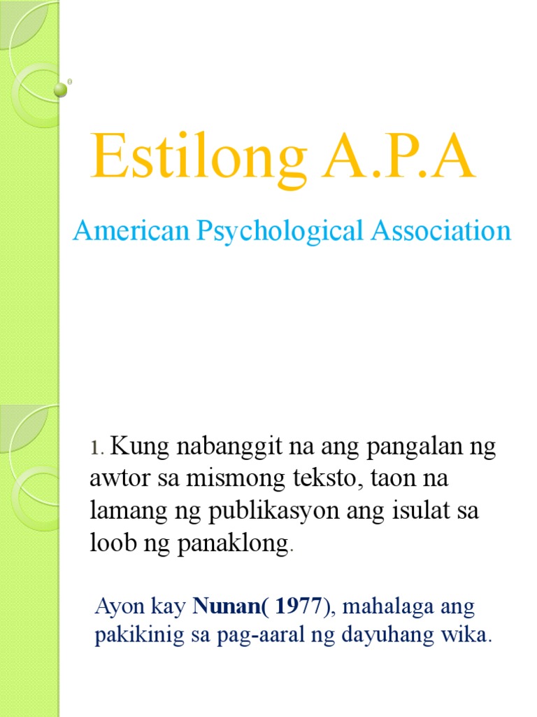 APA Format in Filipino | PDF