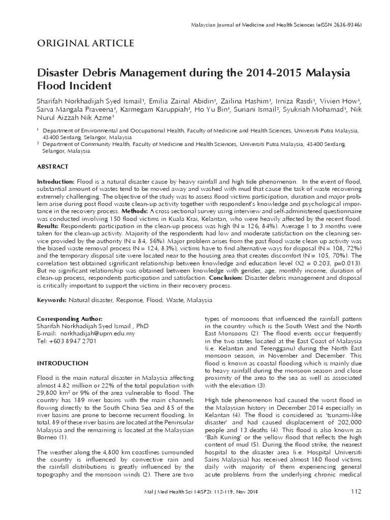 Disaster Debris Management in Malaysia Floods | PDF | Depression (Mood ...