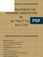 Constitution of The Philippines: The Evolution of The Philippine Constitution By: Ian "The IT" Torres M.A. C.h.O
