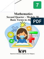 Mathematics7 - Q2 - M20 - Basic - Terms - in - Algebra - v3 PDF