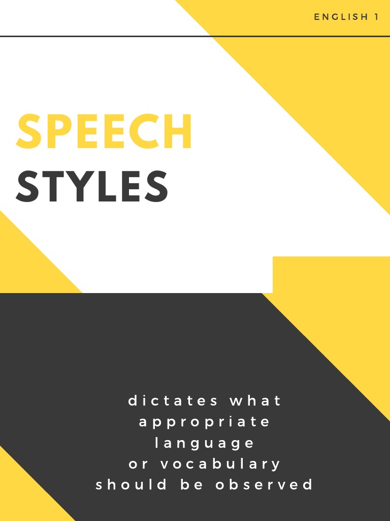 Speech Styles | PDF