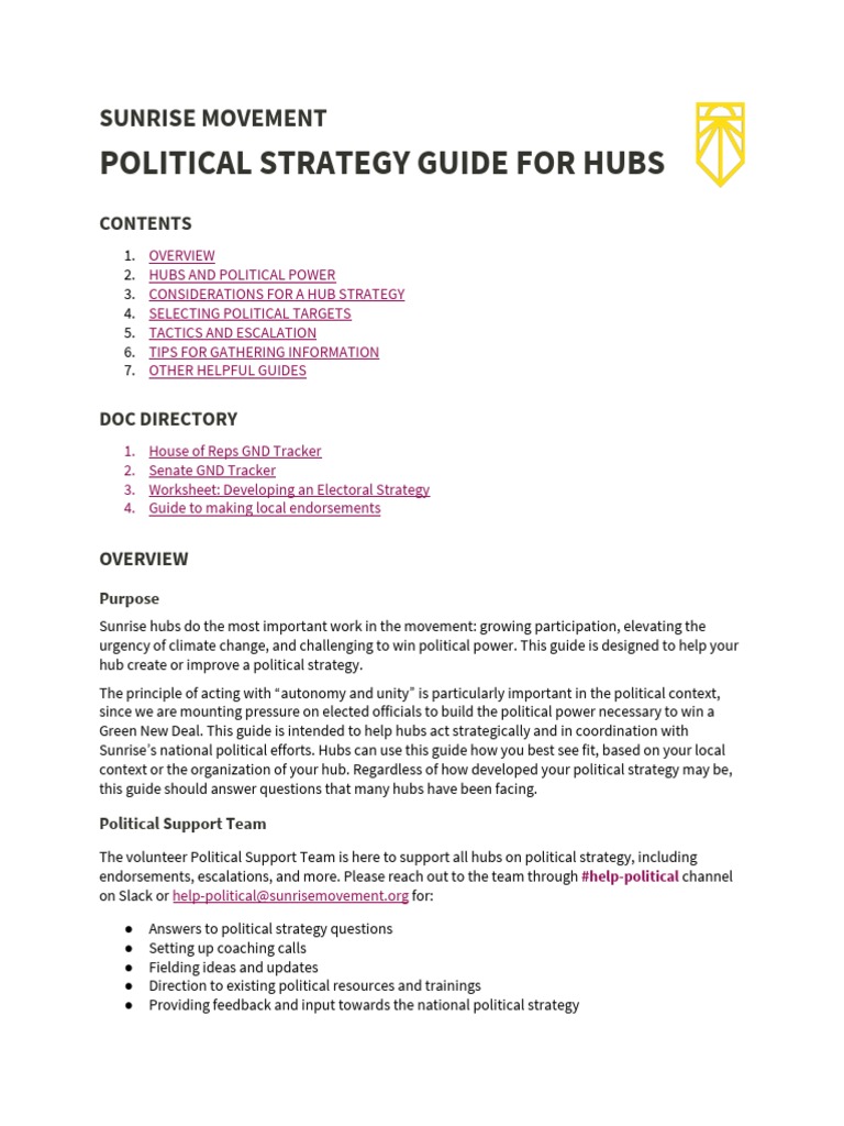 Sunrise Movement Political Strategy Guide | PDF | New Deal | United ...