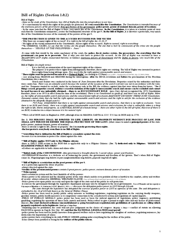 Bill of Rights (Section 1&2) | PDF | Search And Seizure | Probable Cause