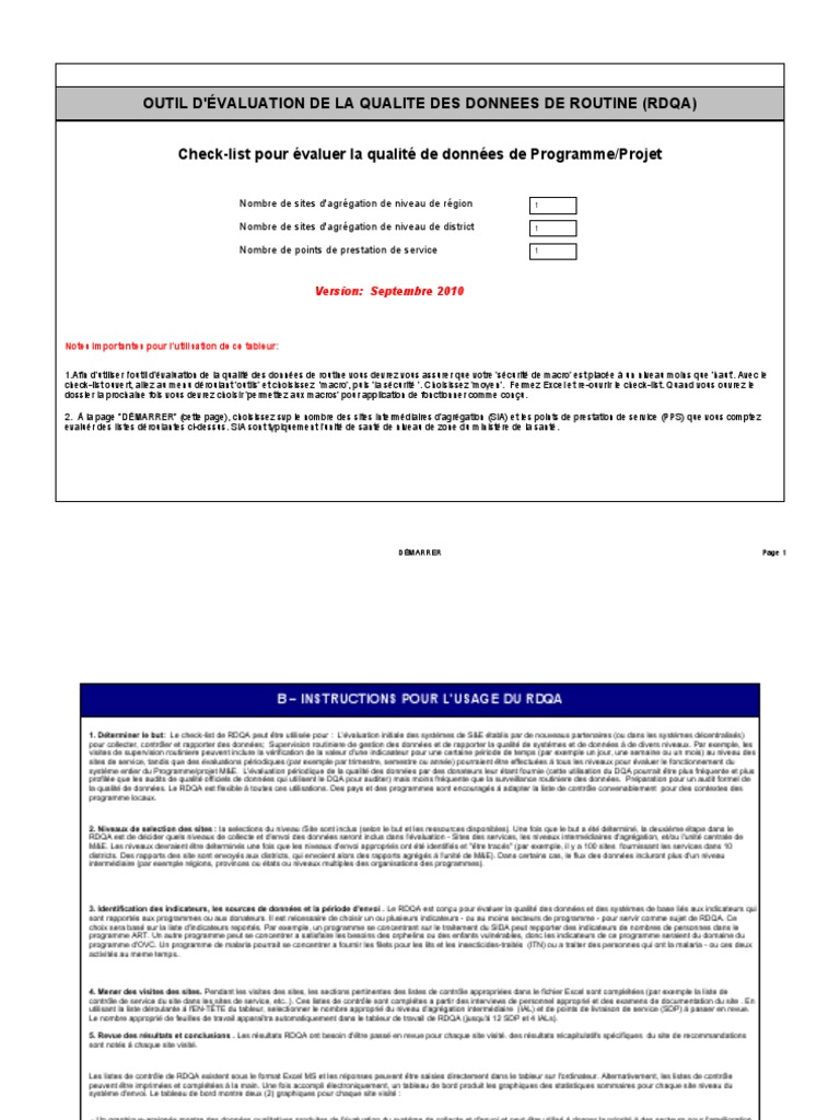 Évaluation de la qualité des données RDQA | PDF | Programme ...