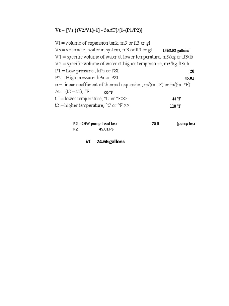 Expansion Tank Sizing Procedure PDF Polyethylene Polyvinyl Chloride