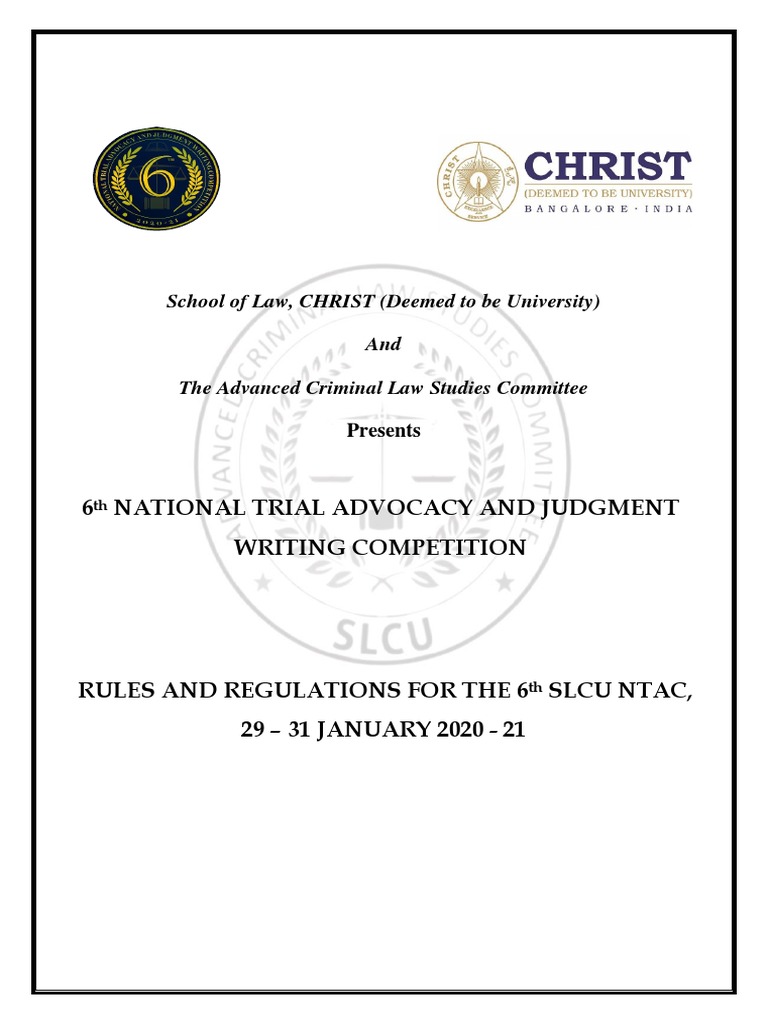 SLCU National Trial Advocacy Rules | PDF | Trials | Judgment (Law)