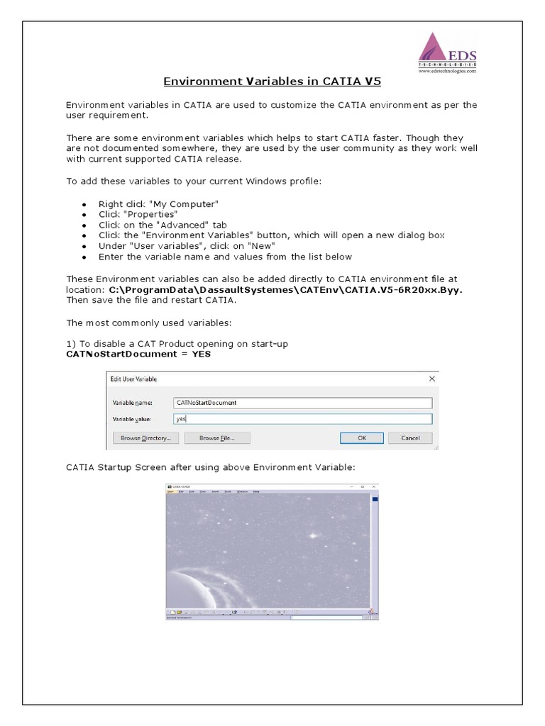 Environment Variables in CATIA V5 PDF Command Line Interface