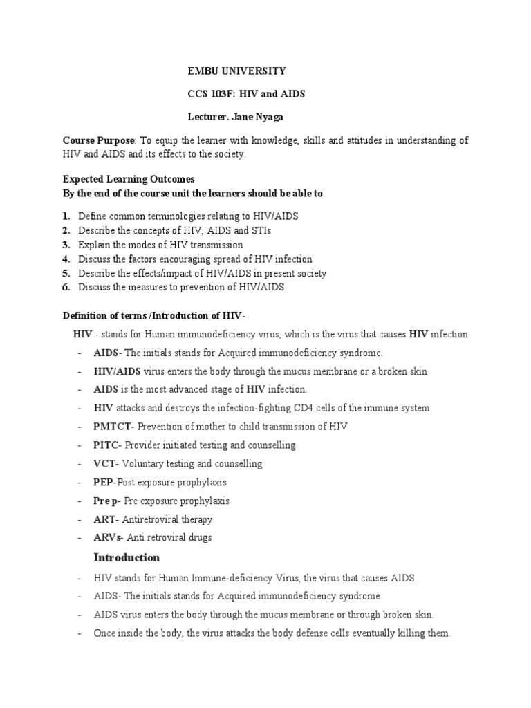 Introduction To HIV Topic | PDF | Management Of Hiv/Aids | Hiv/Aids