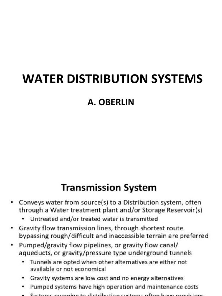 Water Distribution System Overview | PDF | Chemical Engineering ...