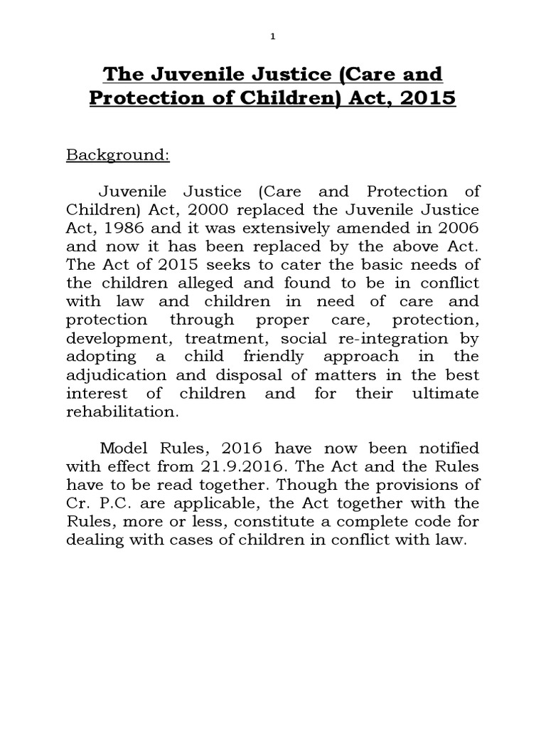 Juvenile Justice Act 2015 | PDF | Bail | Juvenile Court